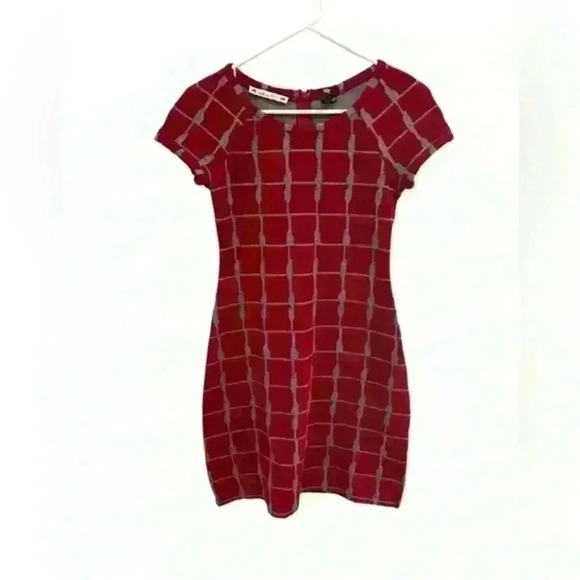 Anthropologie Yoana Baraschi Red Knit Short Sleeve Bodycon Sweater Dress‎ XS - Picture 1 of 9